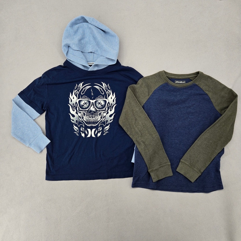 Hurley Eddie Bauer Boys Size 8/10 Long Sleeve Shirt Bundle Skull Thermal Skate